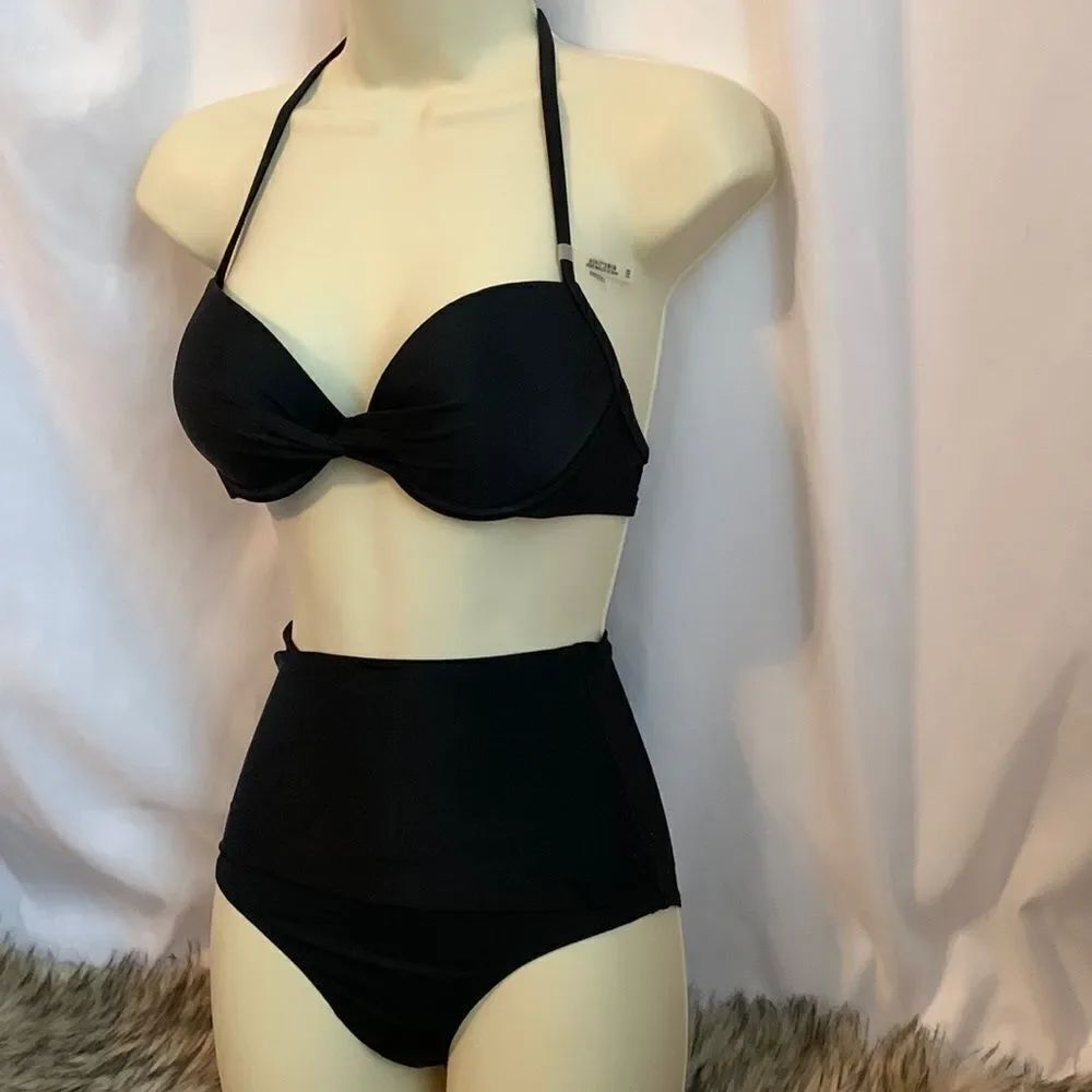 Aerie Bikini Swimsuit Swimwear black 34B/ XXS